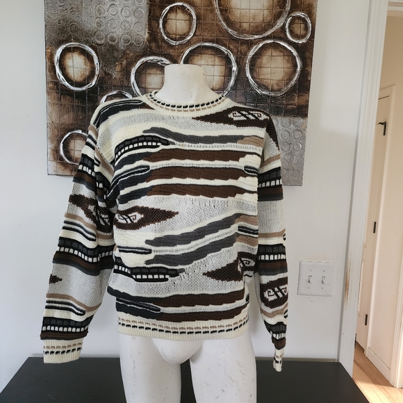 VTG Coogi Style 3-D Knit Bachrach Oversized Sweater Multicolor Textured Sz M - Picture 3 of 8